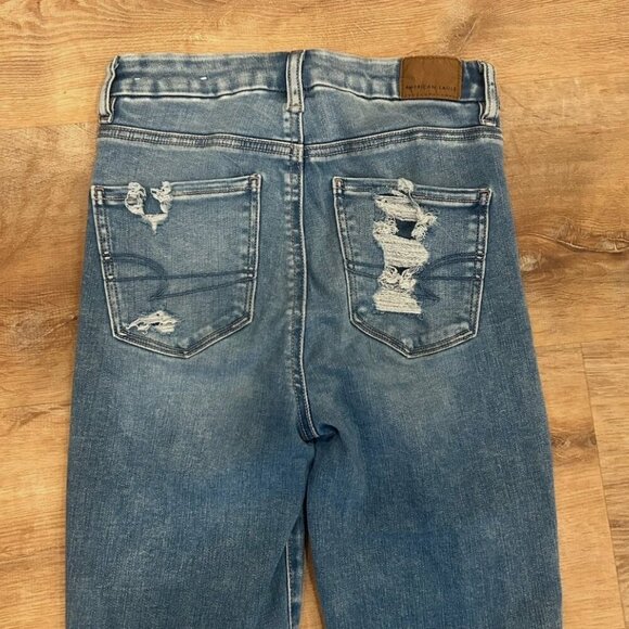 American Eagle Women's 0 Jegging Distressed X-SHORT Stretch HI-Rise Denim Jeans - Picture 4 of 7